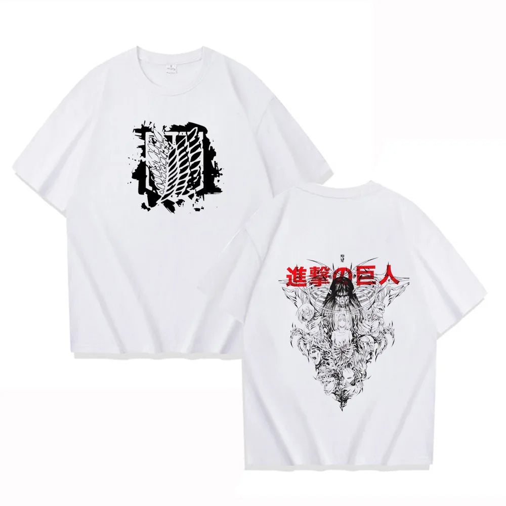 Anime Attack on Titan T Shirts Men High Quality Cotton Shingeki No Kyojin T-shirt Short Sleeve Manga Eren Mikasa Tops Tees