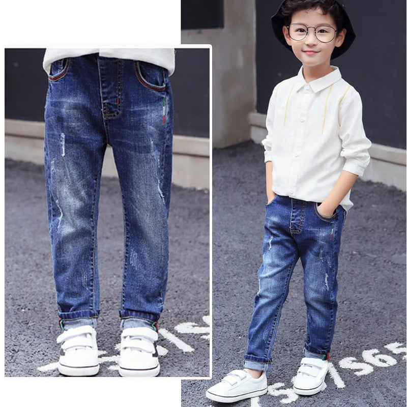 IENENS Kids Boys Jeans  Fashion Clothes Classic Pants Denim Clothing Children Baby Boy Casual Bowboy Long Trousers  5-13Y