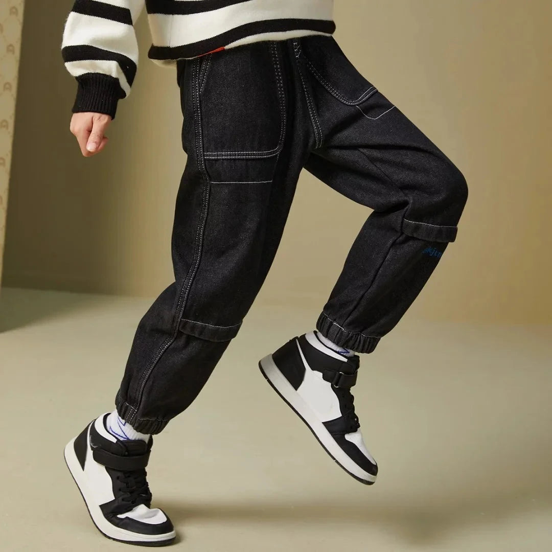 IENENS Kids Boys Jeans  Fashion Clothes Classic Pants Denim Clothing Children Baby Boy Casual Bowboy Long Trousers  5-13Y
