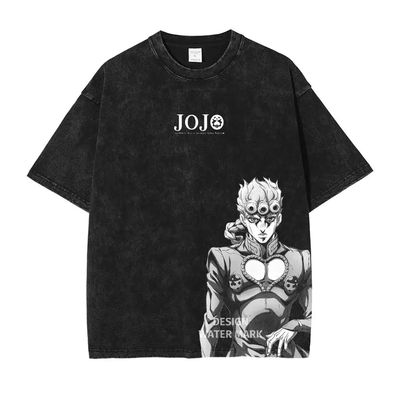 JoJo's Bizarre Adventure Manga T-shirt Anime Graphic Print T Shirt Men Women Clothing Short Sleeve Tees Washed Oversized Tshirt