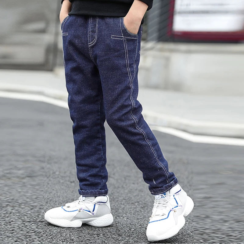 IENENS Teen Slim Jeans Solid Color Trousers Boys Denim Long Pants Fashion Kids Boy Jean Children Clothes For 4-11 Years