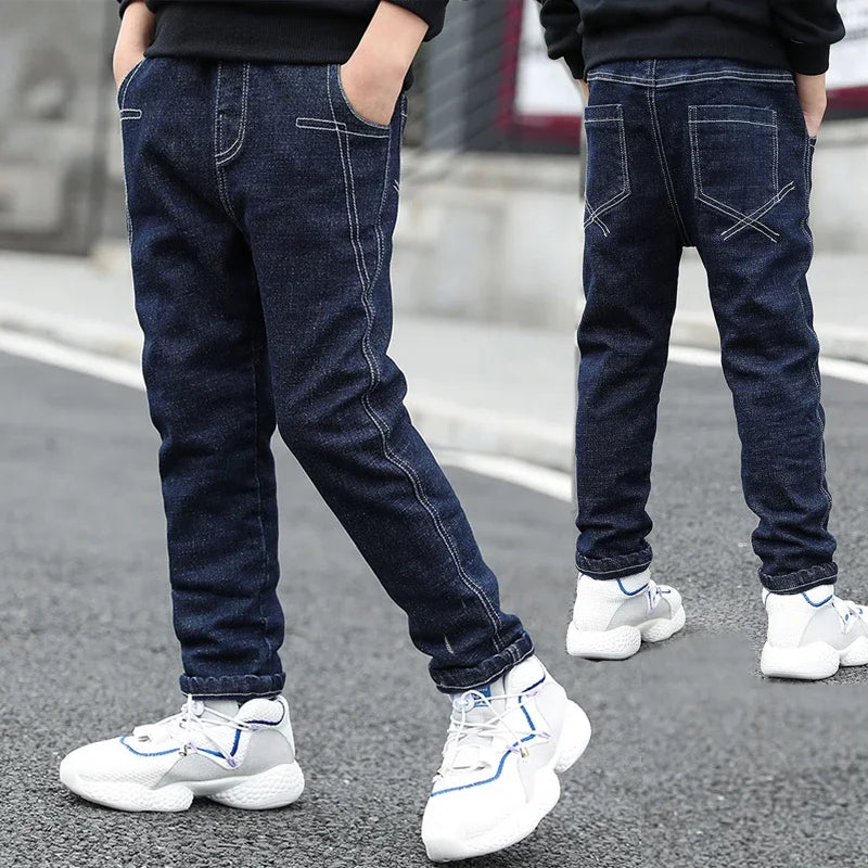IENENS Kids Boys Jeans  Fashion Clothes Classic Pants Denim Clothing Children Baby Boy Casual Bowboy Long Trousers  5-13Y