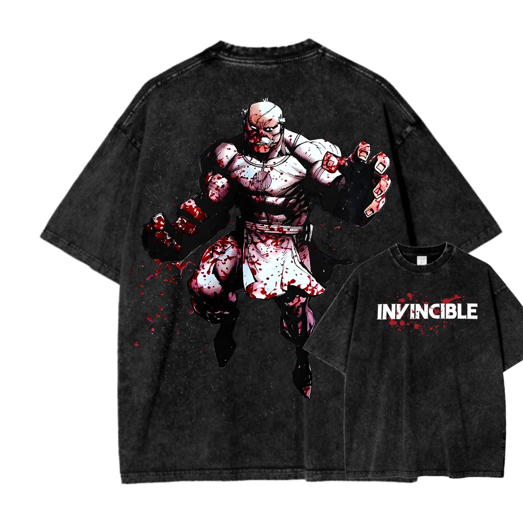 Invincible Washed T-shirt 2026 New Model personality Clothes shirt Year round clothing Streetwear Trendy high quality Breathable