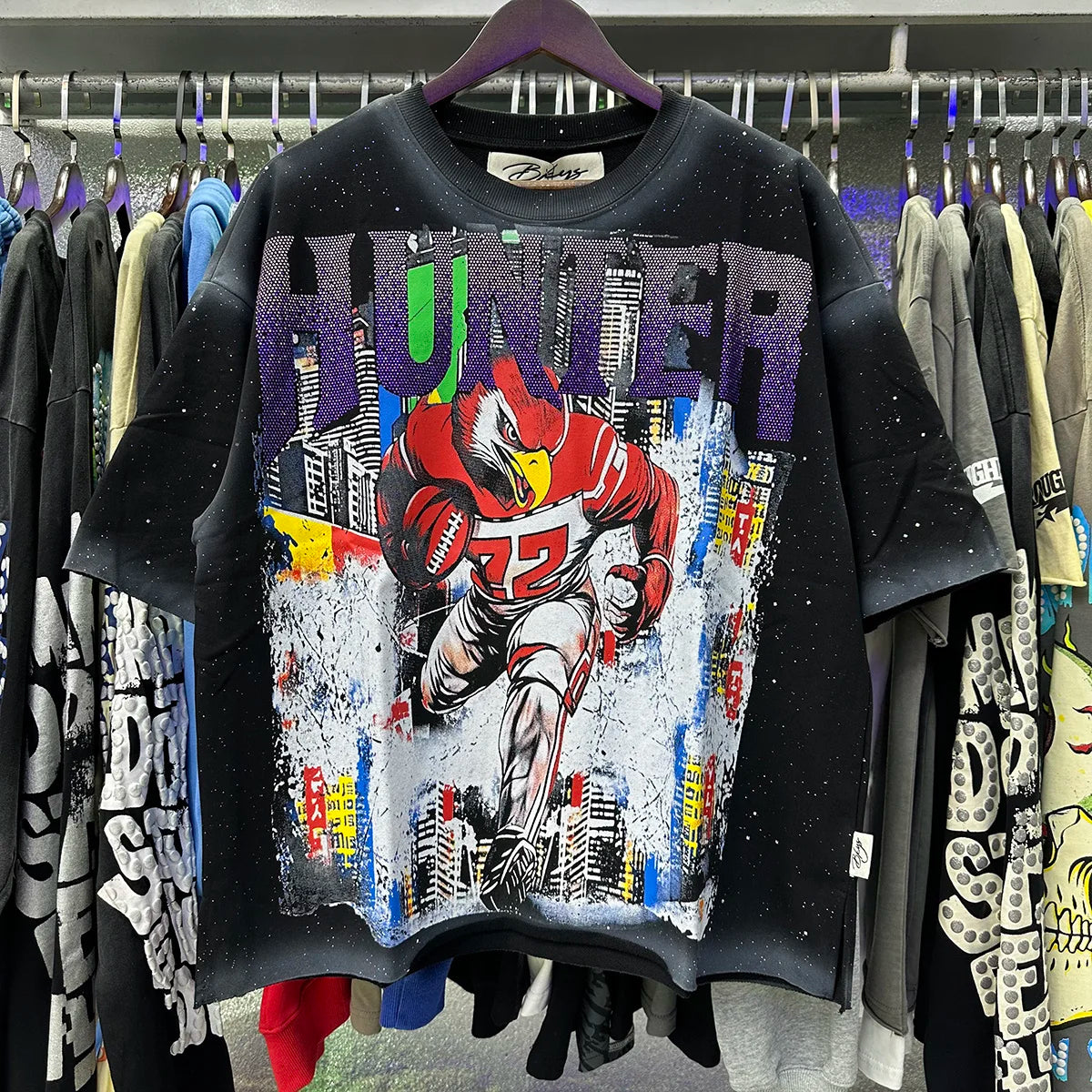 Best Quality Rhinestone Logo Bling T Shirt Men Women Character Print F-Terry Cropped T-Shirt Wash Gray Full Flash Diamond Tees