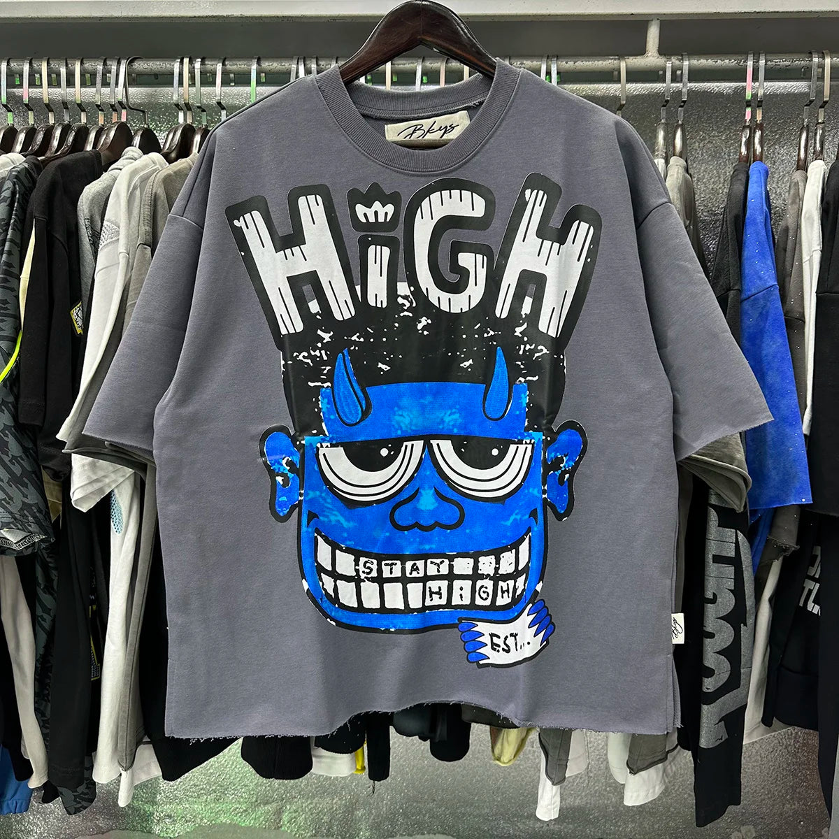 Best Quality Rhinestone Logo Bling T Shirt Men Women Character Print F-Terry Cropped T-Shirt Wash Gray Full Flash Diamond Tees