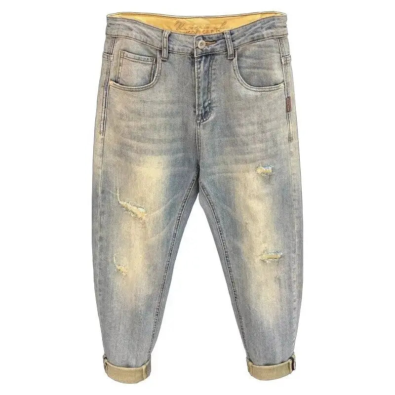 jeans for Man 2025 Spring Autumn Small Ripped Jeans Men's Vintage Pants Trendy Brand Harlan Men Clothes Streetwear Clothing
