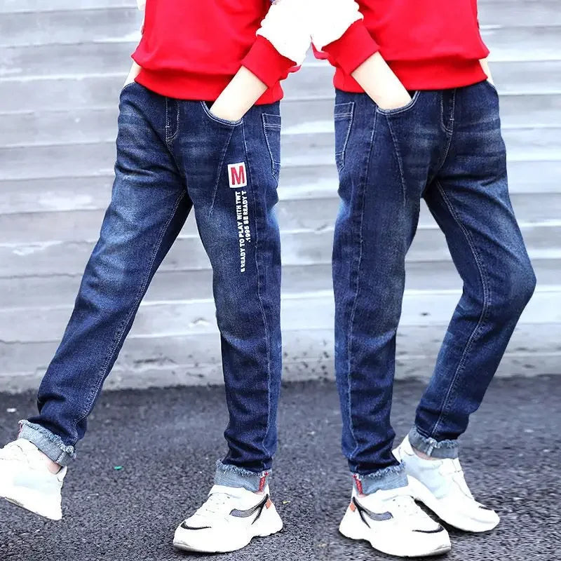 IENENS Kids Boys Jeans  Fashion Clothes Classic Pants Denim Clothing Children Baby Boy Casual Bowboy Long Trousers  5-13Y