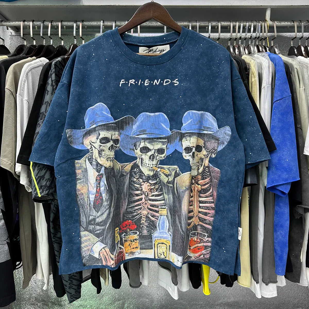 Best Quality Rhinestone Logo Bling T Shirt Men Women Character Print F-Terry Cropped T-Shirt Wash Gray Full Flash Diamond Tees