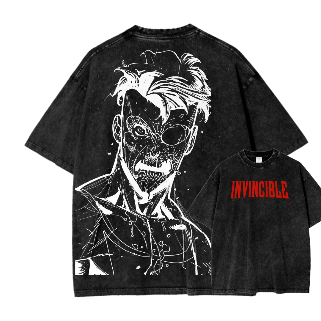 Invincible Washed T-shirt 2026 New Model personality Clothes shirt Year round clothing Streetwear Trendy high quality Breathable