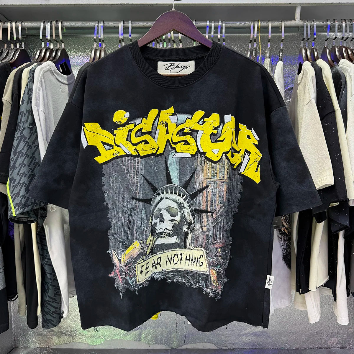 Best Quality Rhinestone Logo Bling T Shirt Men Women Character Print F-Terry Cropped T-Shirt Wash Gray Full Flash Diamond Tees