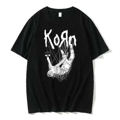 American Singer Rock Band Korn Print Graphic T-shirt Summer Short Sleeve Tees Tops Streetwear Casual Pure Cotton T Shirts Men's