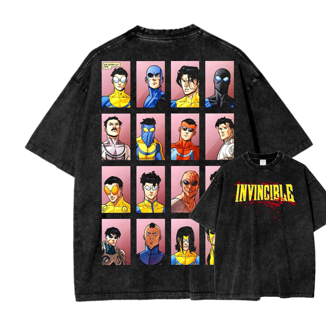 Invincible Washed T-shirt 2026 New Model personality Clothes shirt Year round clothing Streetwear Trendy high quality Breathable