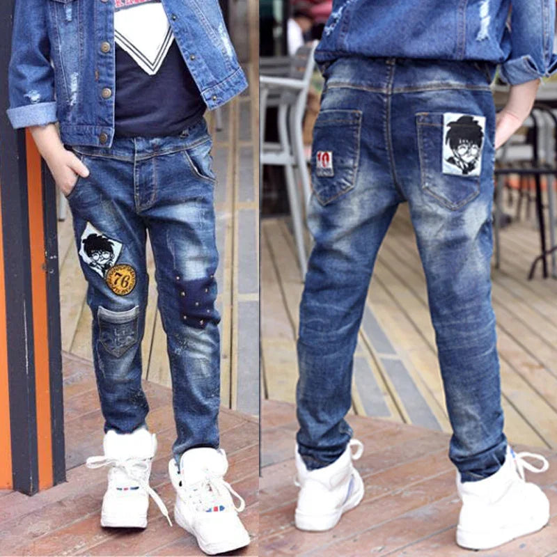 IENENS Kids Boys Jeans  Fashion Clothes Classic Pants Denim Clothing Children Baby Boy Casual Bowboy Long Trousers  5-13Y