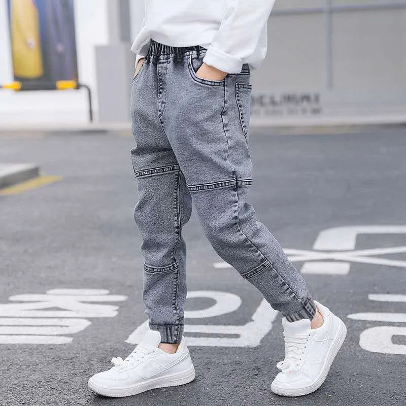 IENENS Kids Boys Jeans  Fashion Clothes Classic Pants Denim Clothing Children Baby Boy Casual Bowboy Long Trousers  5-13Y