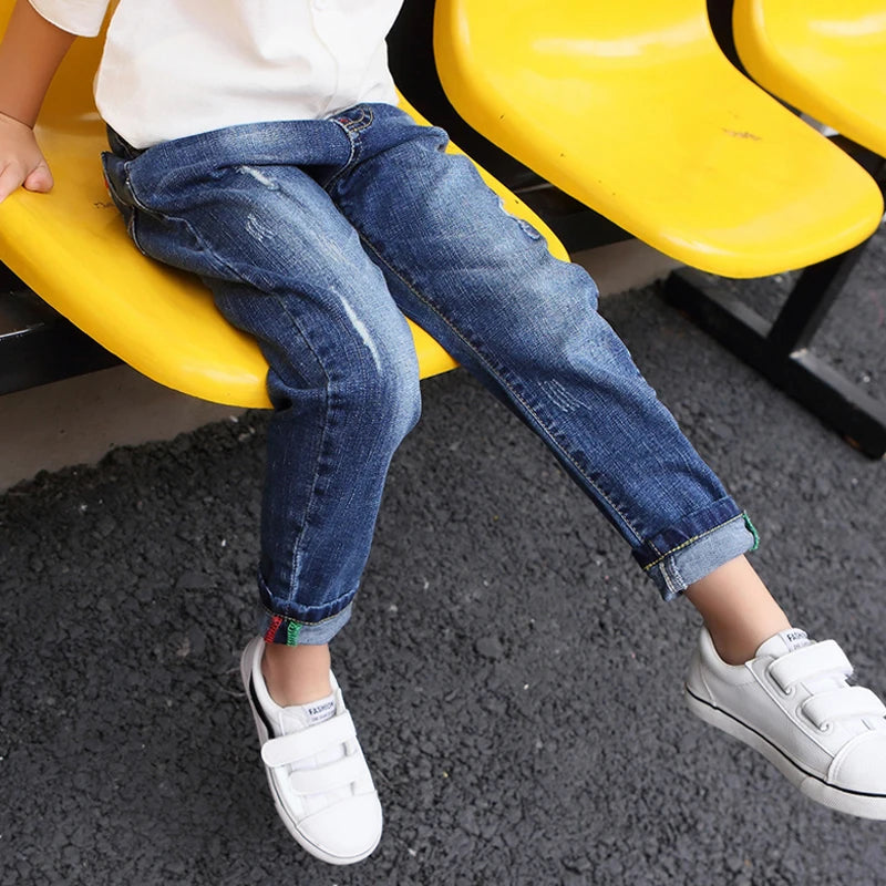 IENENS Kids Boys Jeans  Fashion Clothes Classic Pants Denim Clothing Children Baby Boy Casual Bowboy Long Trousers  5-13Y