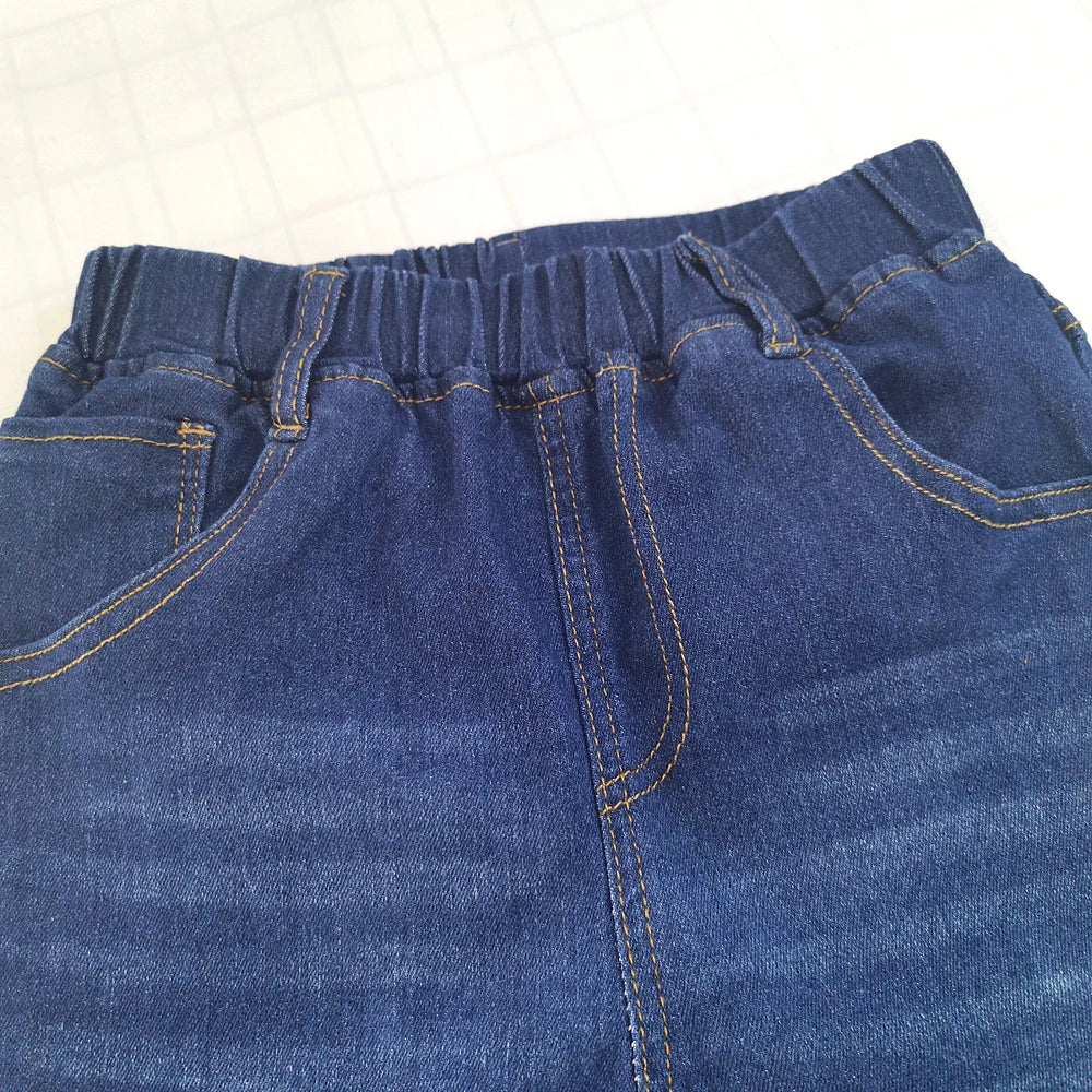 IENENS Fashion Boys Jeans Spring Autumn Long Pants Child Straight Denim Trousers Kids Elastic Waist Pants For 4-10 Years Old