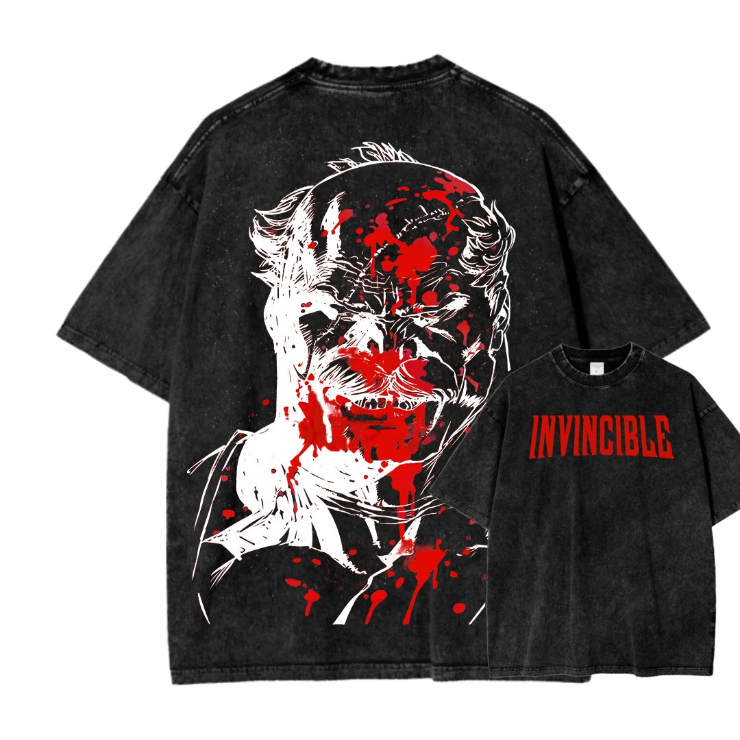 Invincible Washed T-shirt 2026 New Model personality Clothes shirt Year round clothing Streetwear Trendy high quality Breathable
