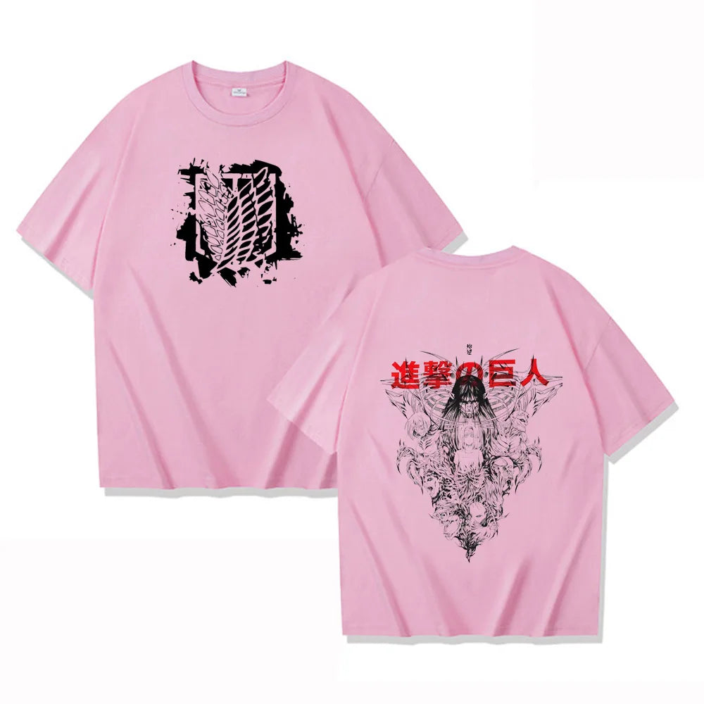 Anime Attack on Titan T Shirts Men High Quality Cotton Shingeki No Kyojin T-shirt Short Sleeve Manga Eren Mikasa Tops Tees