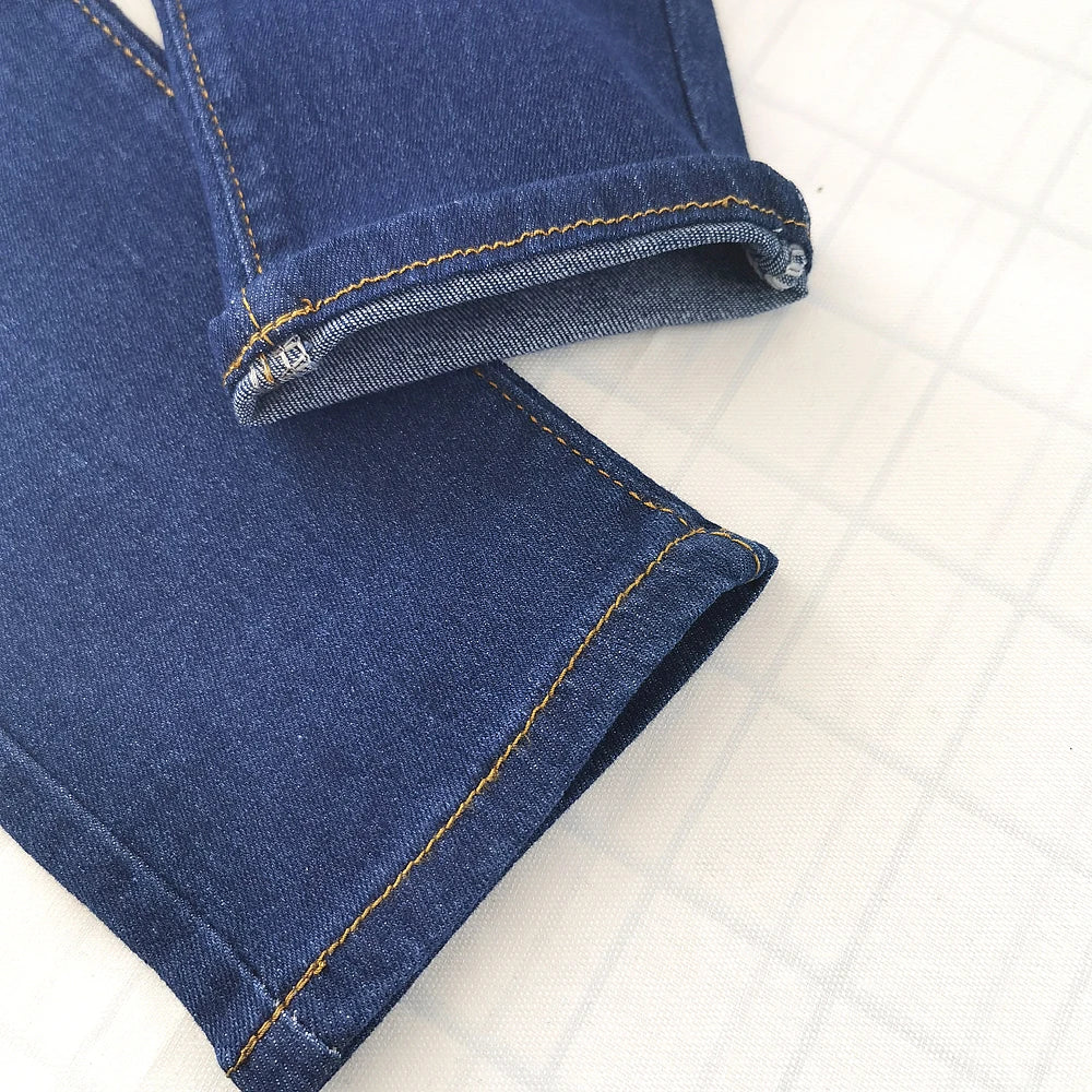 IENENS Fashion Boys Jeans Spring Autumn Long Pants Child Straight Denim Trousers Kids Elastic Waist Pants For 4-10 Years Old