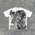 Fashionable new men's personalized skull graffiti print, comfortable and breathable round neck T-shirt outdoor street style top