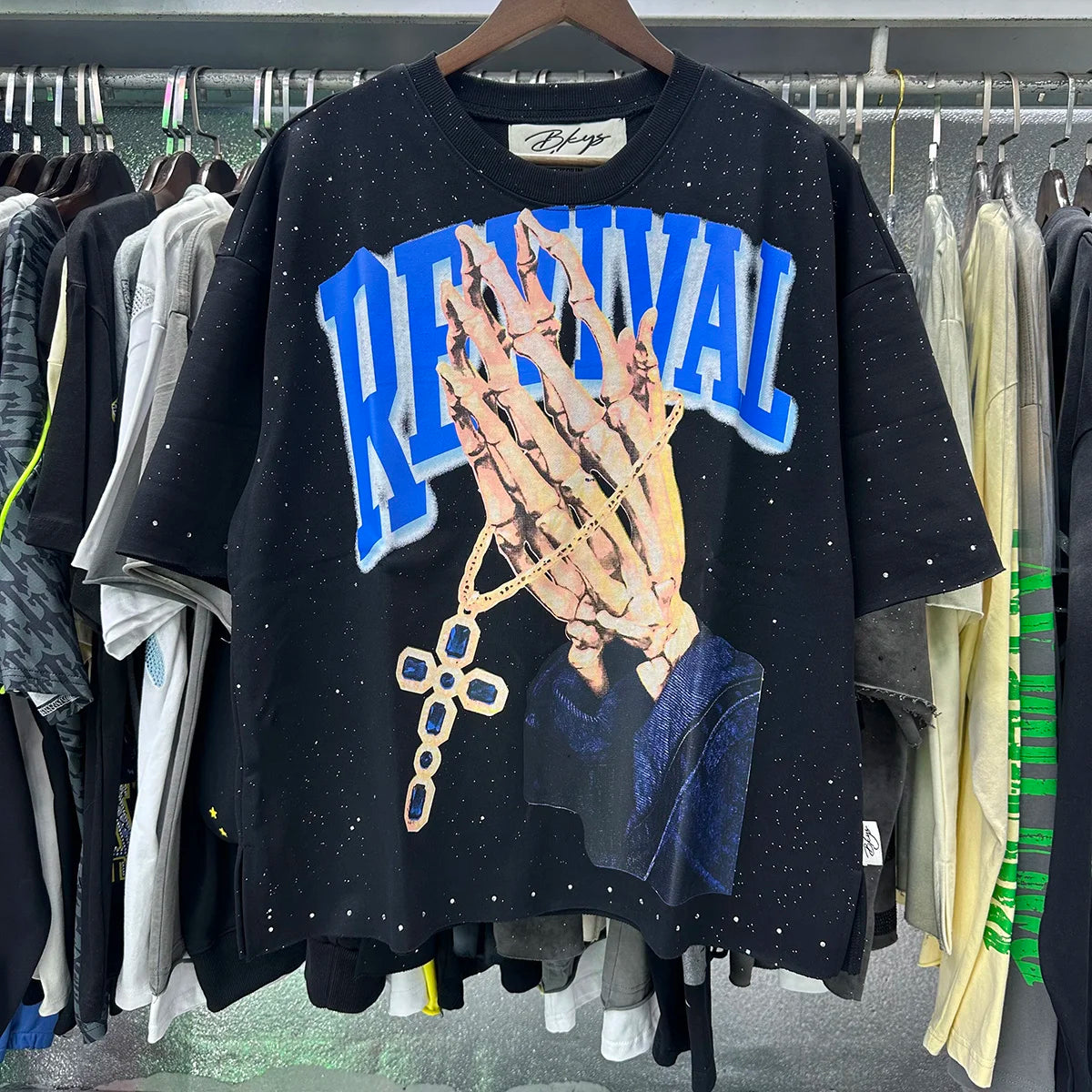 Best Quality Rhinestone Logo Bling T Shirt Men Women Character Print F-Terry Cropped T-Shirt Wash Gray Full Flash Diamond Tees