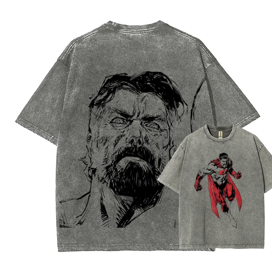 Invincible Washed T-shirt 2026 New Model personality Clothes shirt Year round clothing Streetwear Trendy high quality Breathable