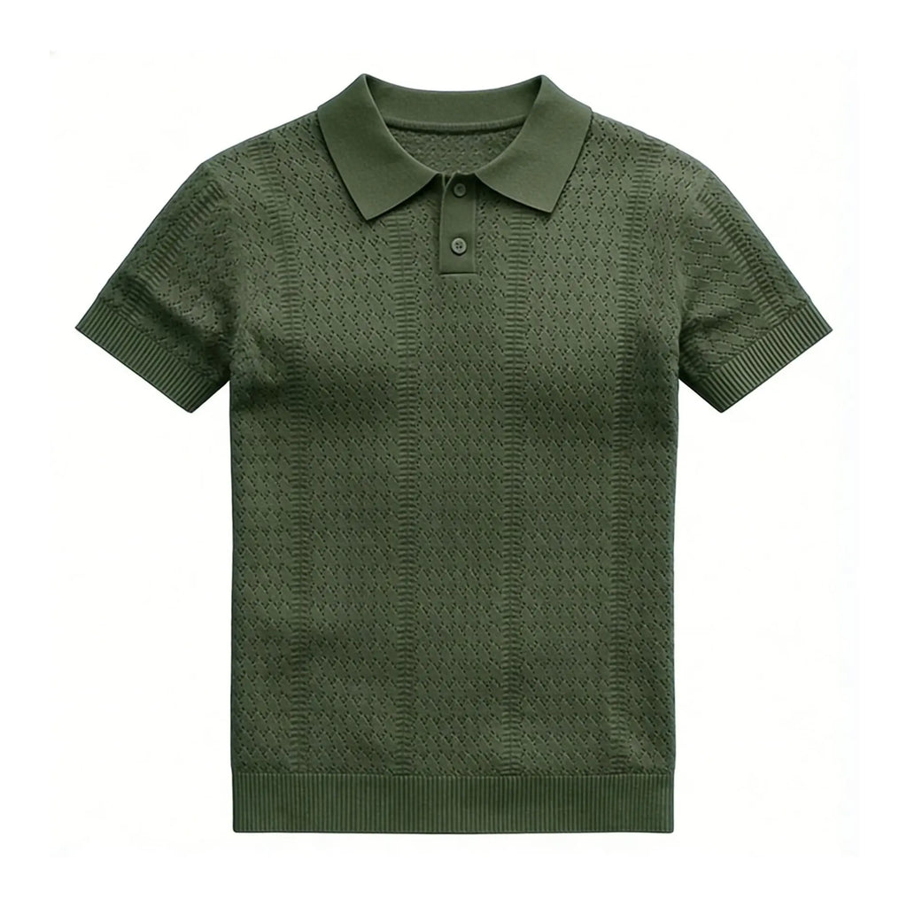 POLO Shirt Short-sleeved Knitted Sweater T-shirt Men's Lapel Hollow Texture Short Sleeve