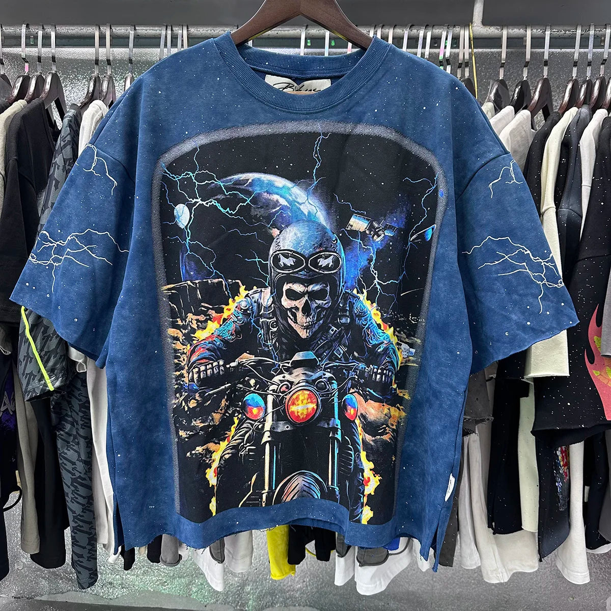 Best Quality Rhinestone Logo Bling T Shirt Men Women Character Print F-Terry Cropped T-Shirt Wash Gray Full Flash Diamond Tees