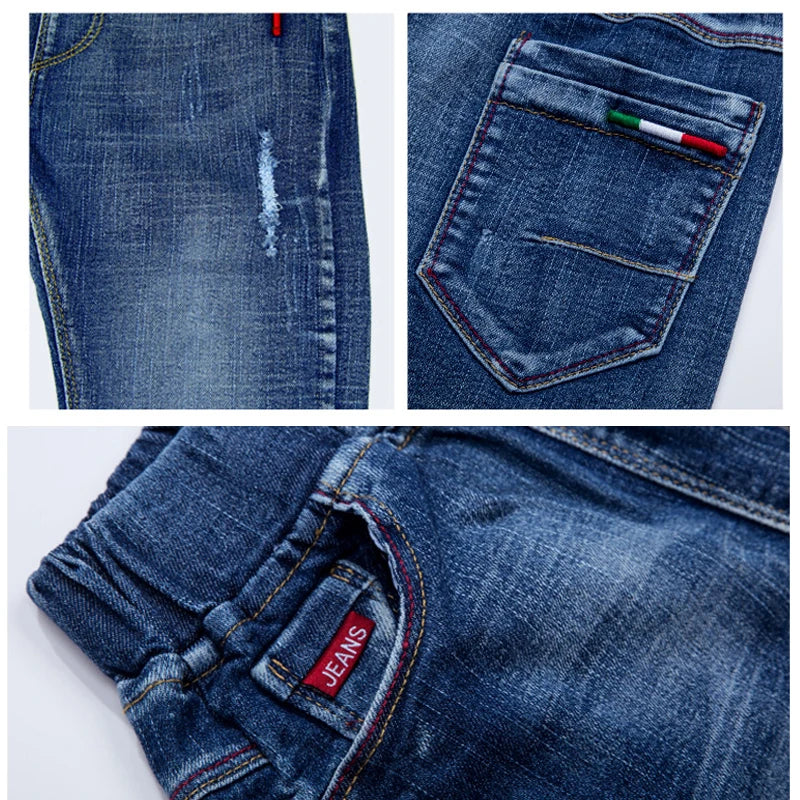 IENENS Kids Boys Jeans  Fashion Clothes Classic Pants Denim Clothing Children Baby Boy Casual Bowboy Long Trousers  5-13Y