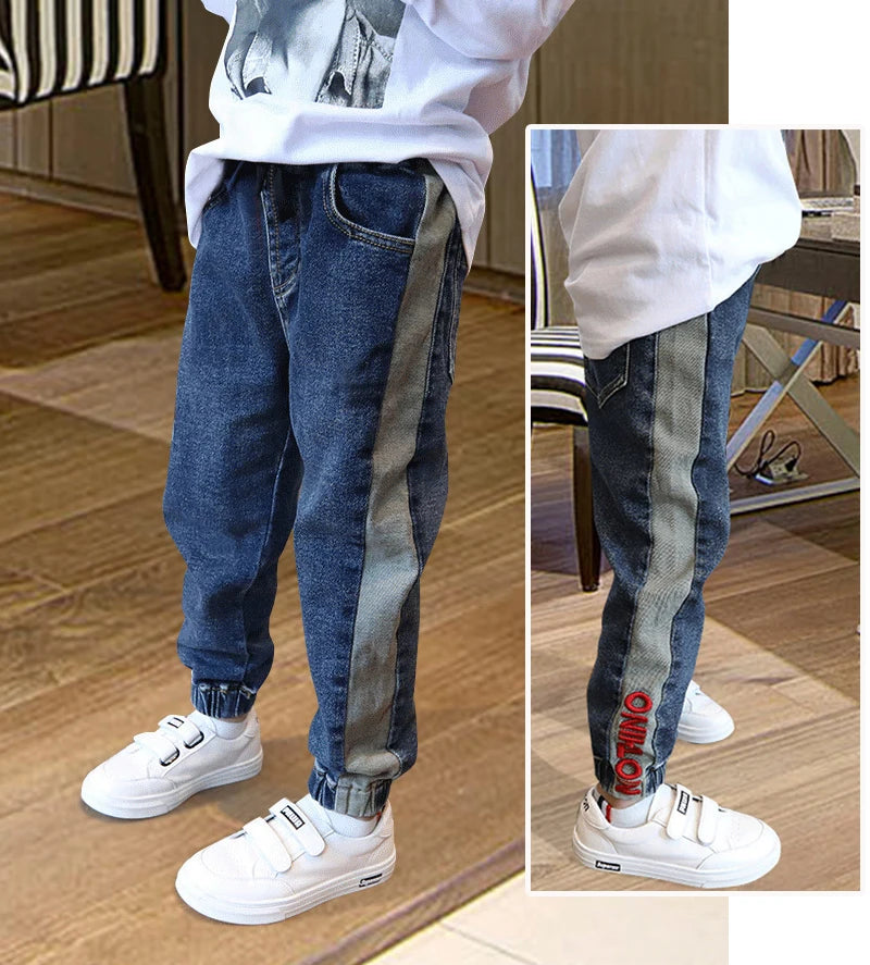 IENENS Kids Boys Jeans  Fashion Clothes Classic Pants Denim Clothing Children Baby Boy Casual Bowboy Long Trousers  5-13Y