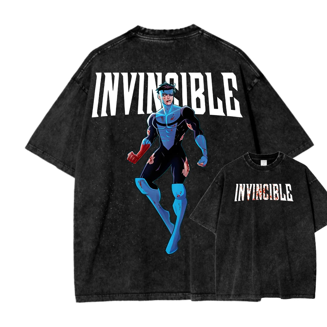 Invincible Washed T-shirt 2026 New Model personality Clothes shirt Year round clothing Streetwear Trendy high quality Breathable