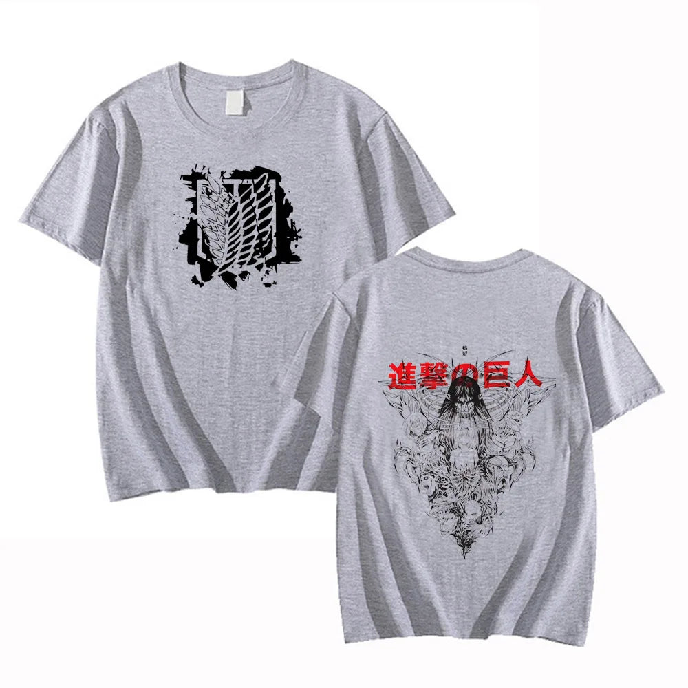 Anime Attack on Titan T Shirts Men High Quality Cotton Shingeki No Kyojin T-shirt Short Sleeve Manga Eren Mikasa Tops Tees