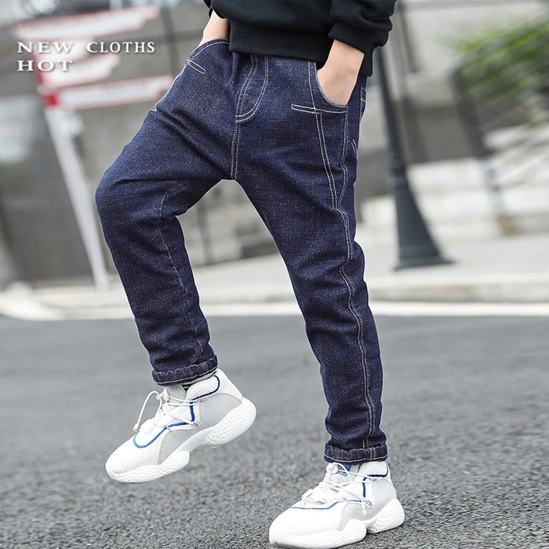 IENENS Teen Slim Jeans Solid Color Trousers Boys Denim Long Pants Fashion Kids Boy Jean Children Clothes For 4-11 Years