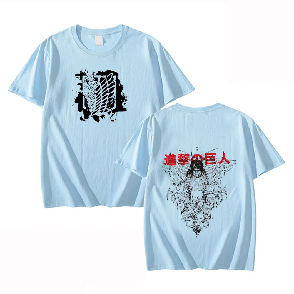 Anime Attack on Titan T Shirts Men High Quality Cotton Shingeki No Kyojin T-shirt Short Sleeve Manga Eren Mikasa Tops Tees