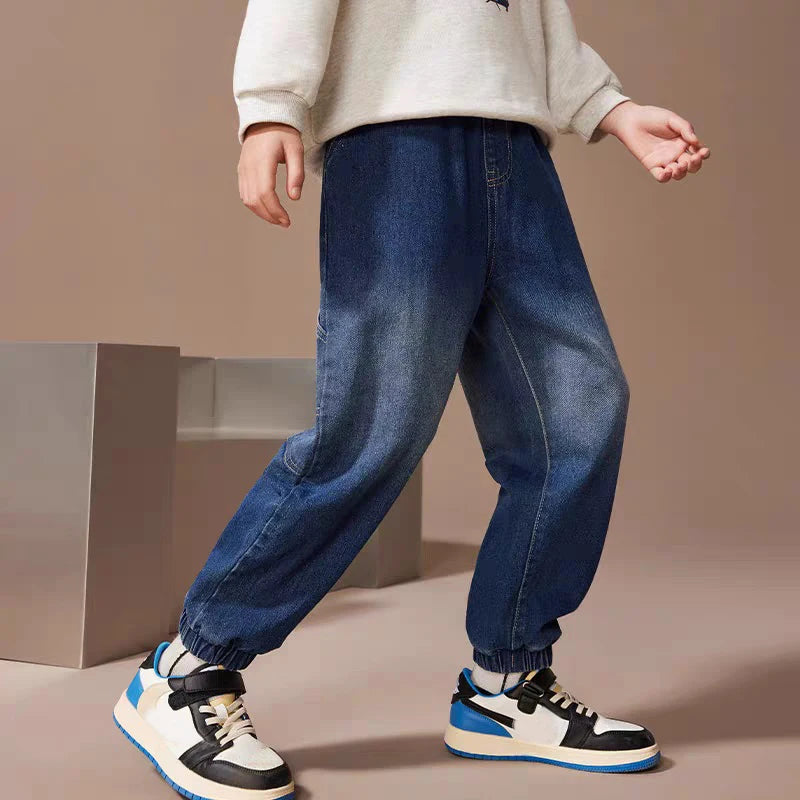 IENENS Kids Boys Jeans  Fashion Clothes Classic Pants Denim Clothing Children Baby Boy Casual Bowboy Long Trousers  5-13Y