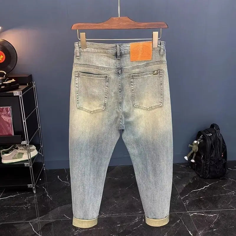jeans for Man 2025 Spring Autumn Small Ripped Jeans Men's Vintage Pants Trendy Brand Harlan Men Clothes Streetwear Clothing