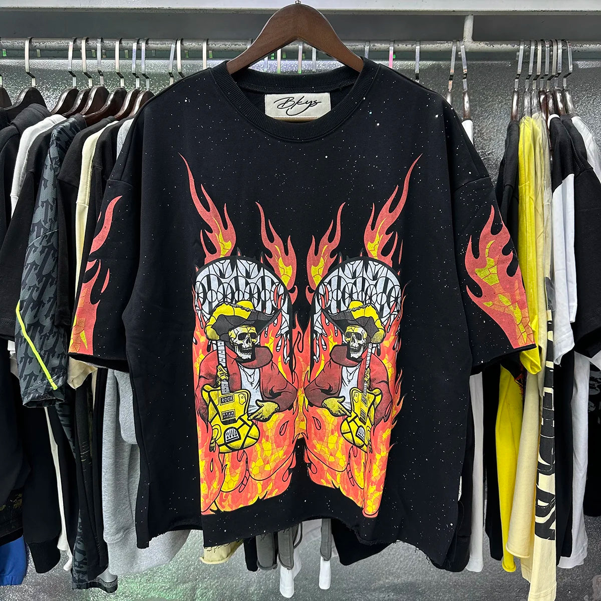 Best Quality Rhinestone Logo Bling T Shirt Men Women Character Print F-Terry Cropped T-Shirt Wash Gray Full Flash Diamond Tees