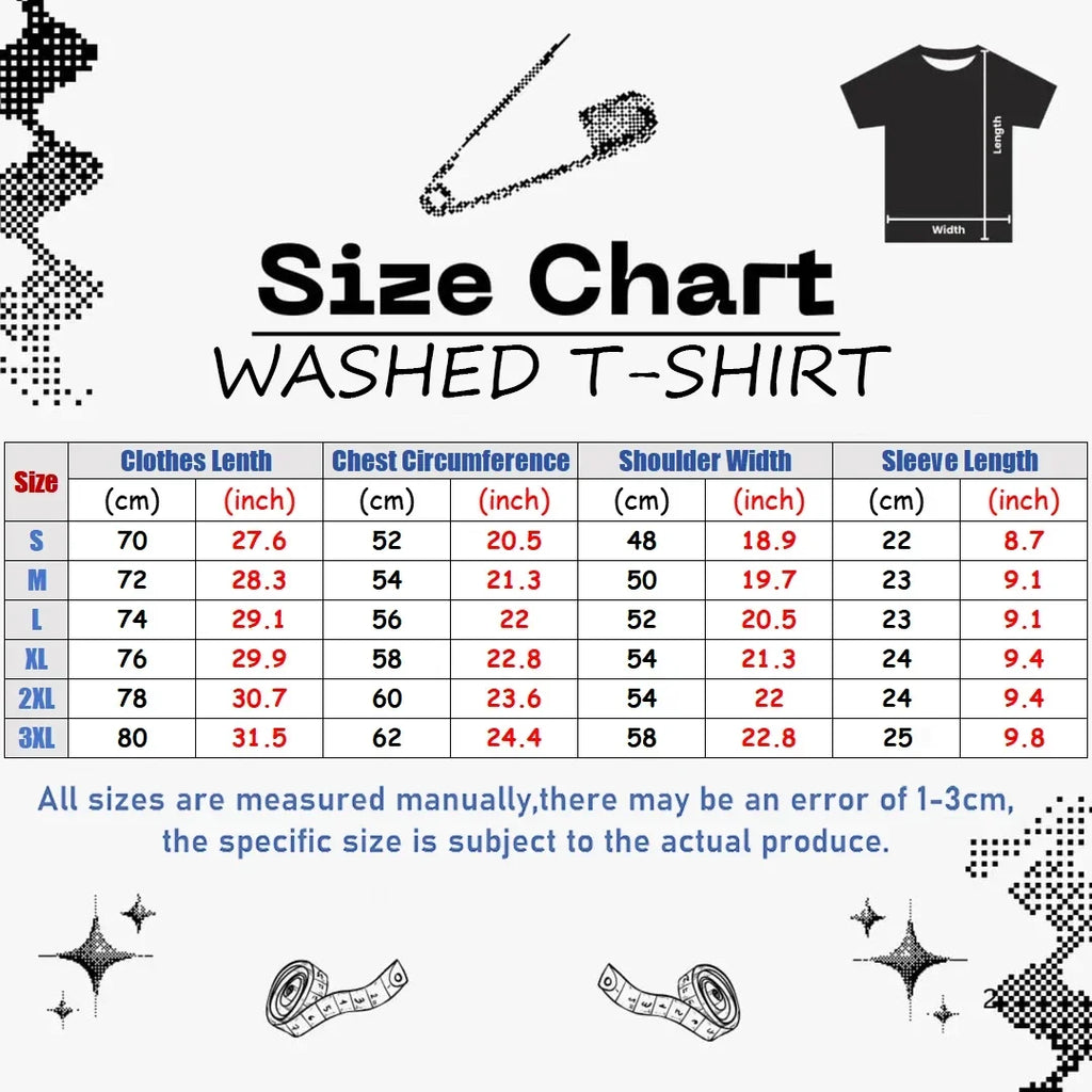 Invincible Washed T-shirt 2026 New Model personality Clothes shirt Year round clothing Streetwear Trendy high quality Breathable